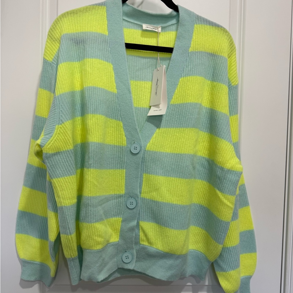 American Vintage Raxow Neon Striped Cardigan, NWT